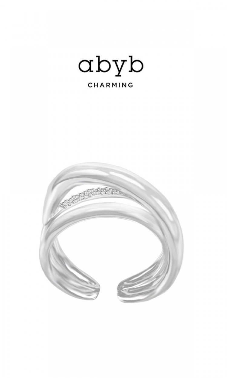 【ABYB】CHA4RI006缠绕戒指原创设计银色（中国仓）