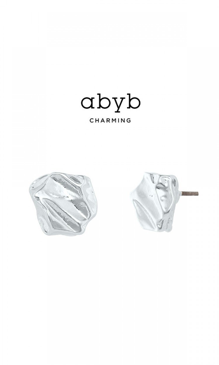 【ABYB】CHA8EA005小石子耳钉银简约时尚潮2020新款百搭个性款防过敏银色（中国仓）