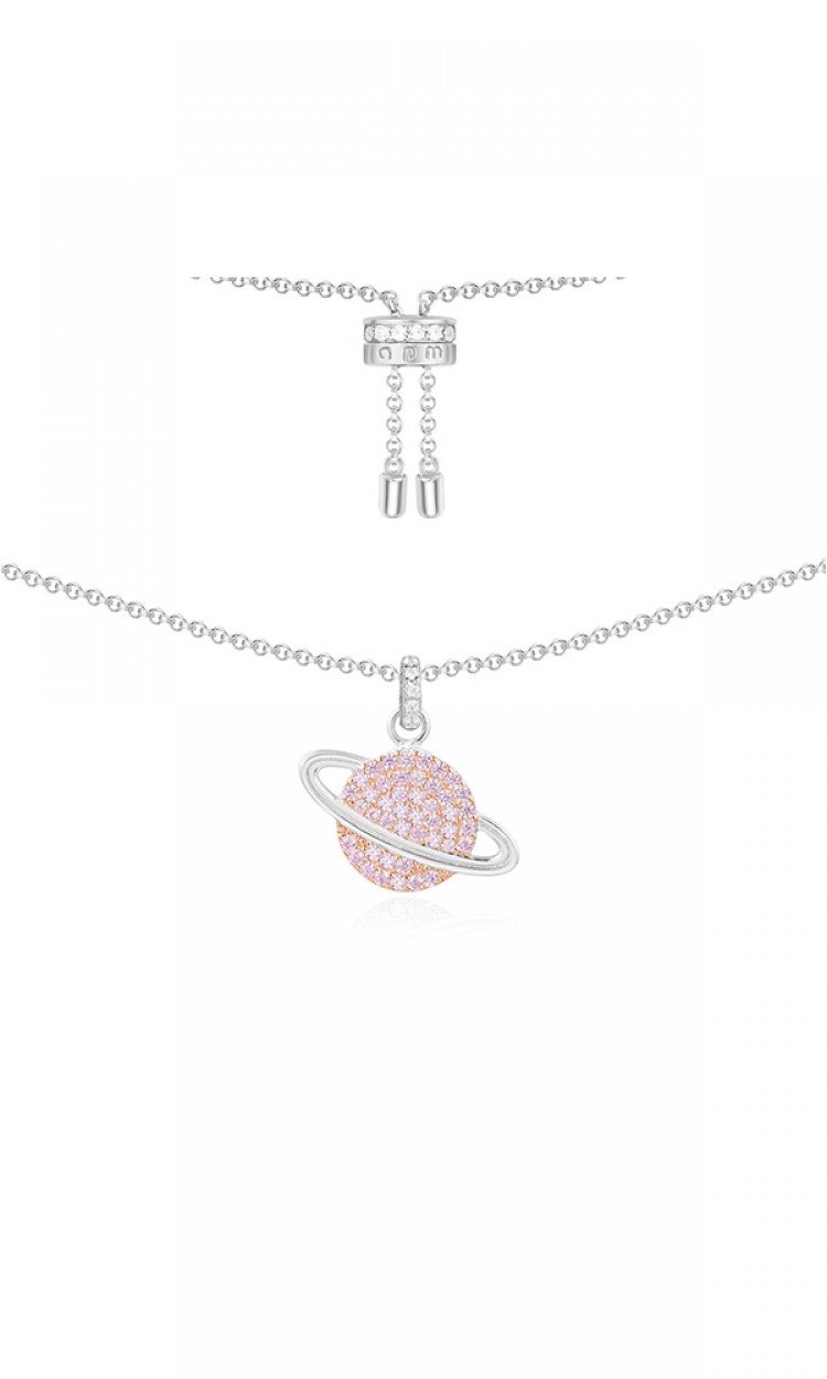 【APM MONACO】AC3917XORW粉色星球项链女锁骨链送女友礼物轻奢小众气质时尚感银色（中国仓）