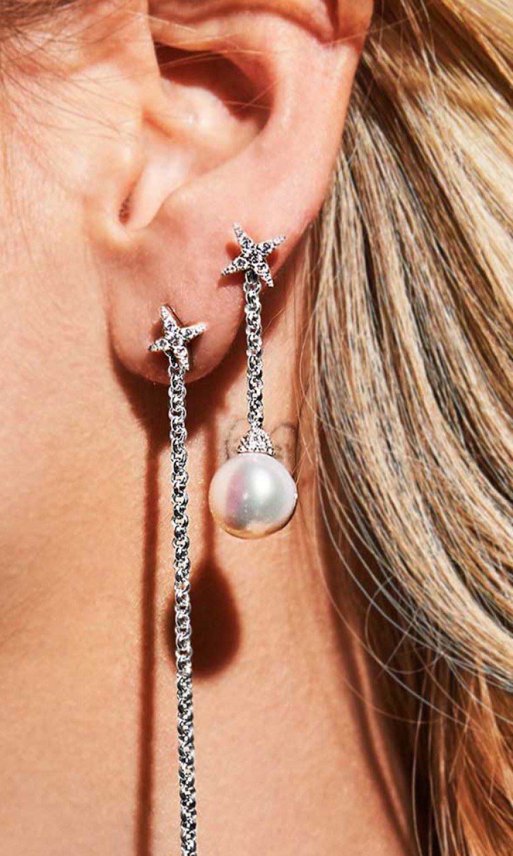 【APM MONACO】AE11119XPL设计感单只珍珠长耳线百搭女神气质轻奢简约银色（中国仓）