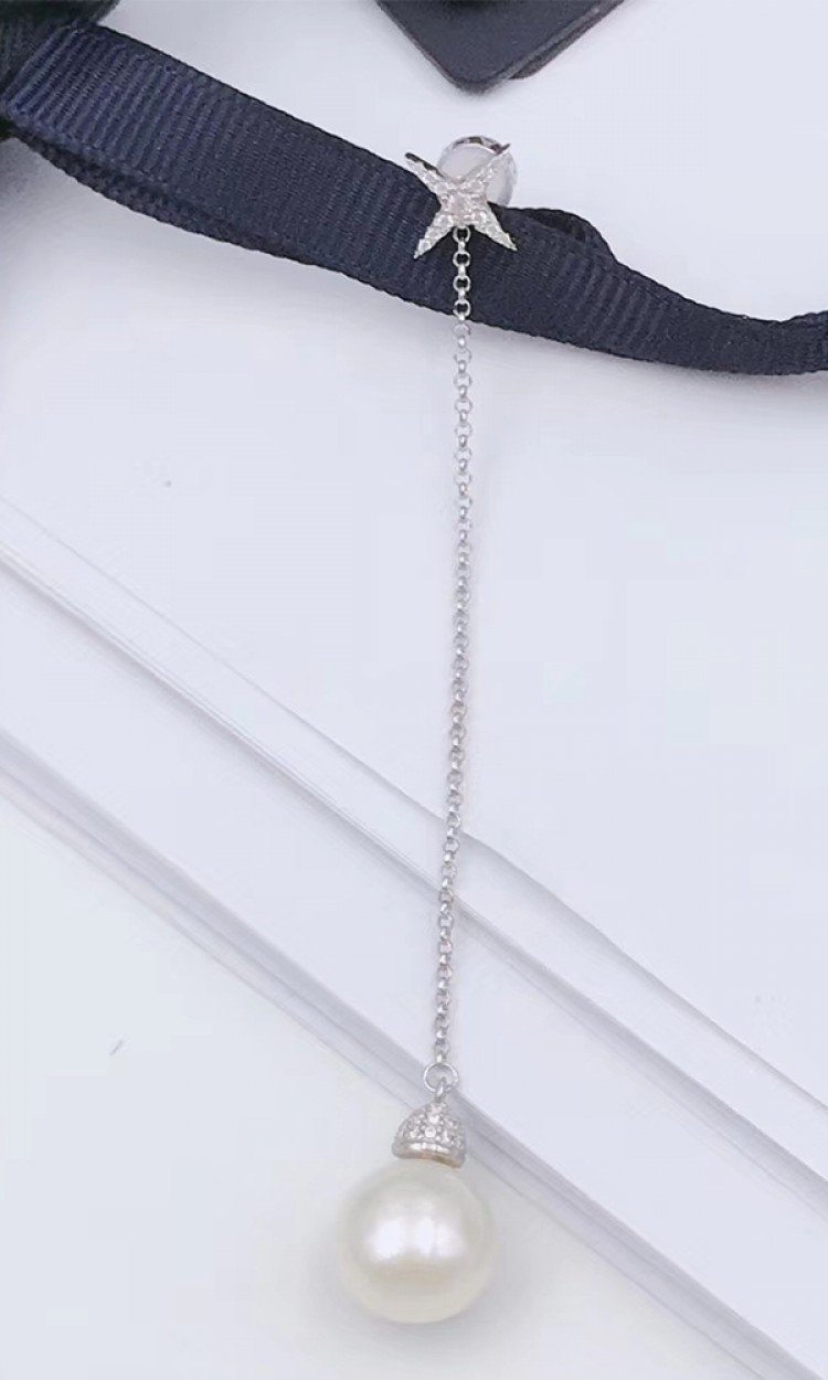 【APM MONACO】AE11120XPL新款珍珠长耳线2020潮流百搭气质淑女耳饰银色（中国仓）