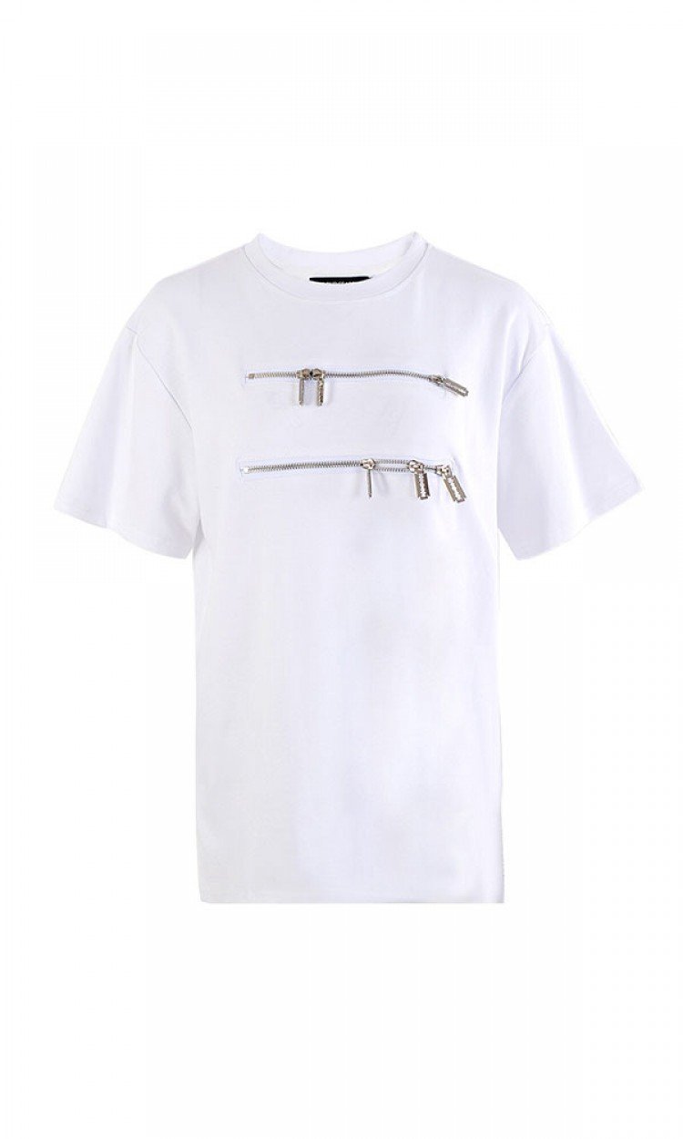 【CLOUD SEASON】CDX21070设计感拉链T恤韩版潮流短袖上衣（中国仓）