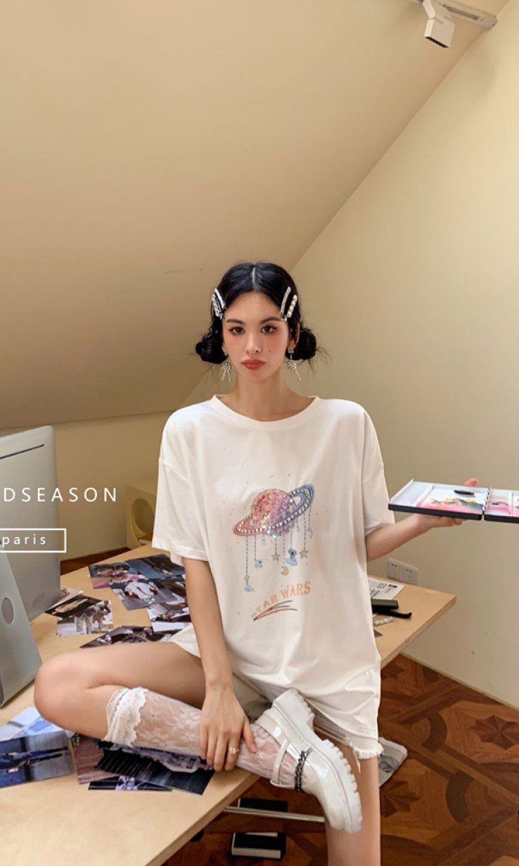 【CLOUD SEASON】CDX21215星球T恤夏季宽松舒适短袖（中国仓）