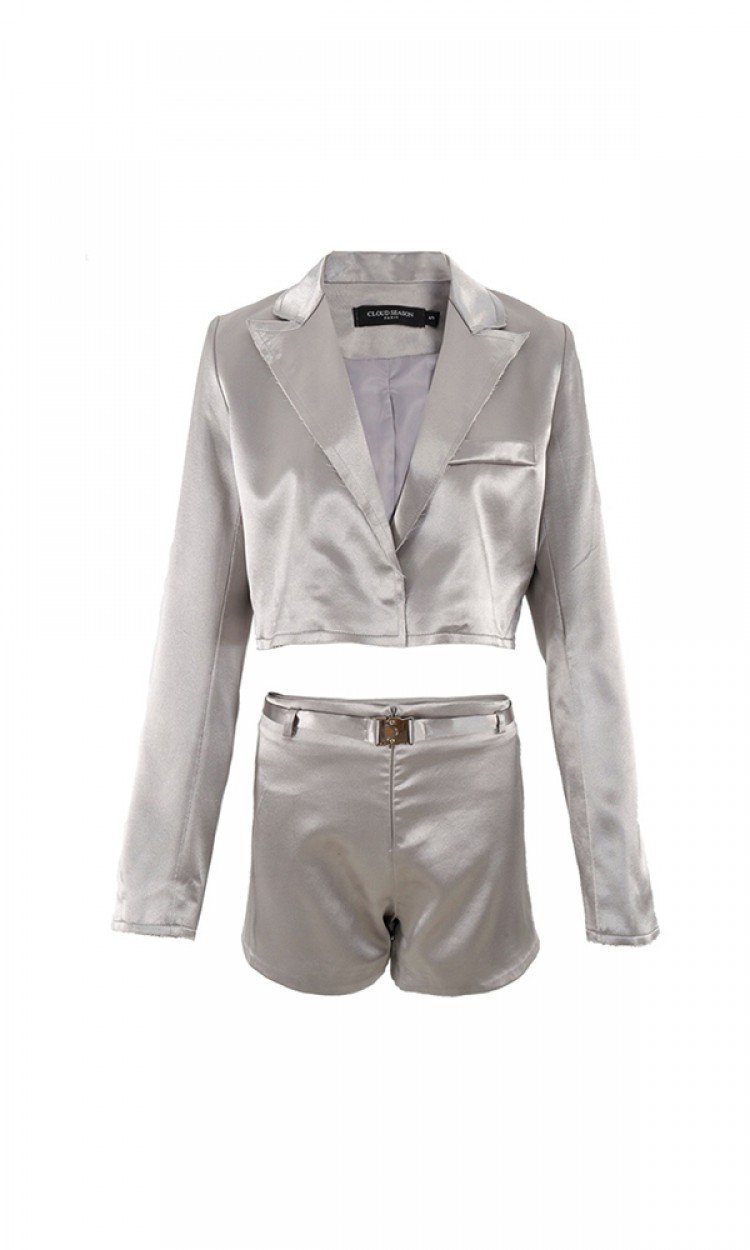 【CLOUD SEASON】CTZ21292小众设计感银色套装时尚休闲（中国仓）