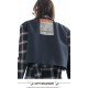 【COTTIA】C19FW46格纹长袖短款外套藏蓝色（中国仓）