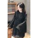【COTTIA】C19L12黑色透视欧根纱裙设计感连衣裙超仙网纱裙（中国仓）