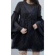 【COTTIA】C19L12黑色透视欧根纱裙设计感连衣裙超仙网纱裙（中国仓）