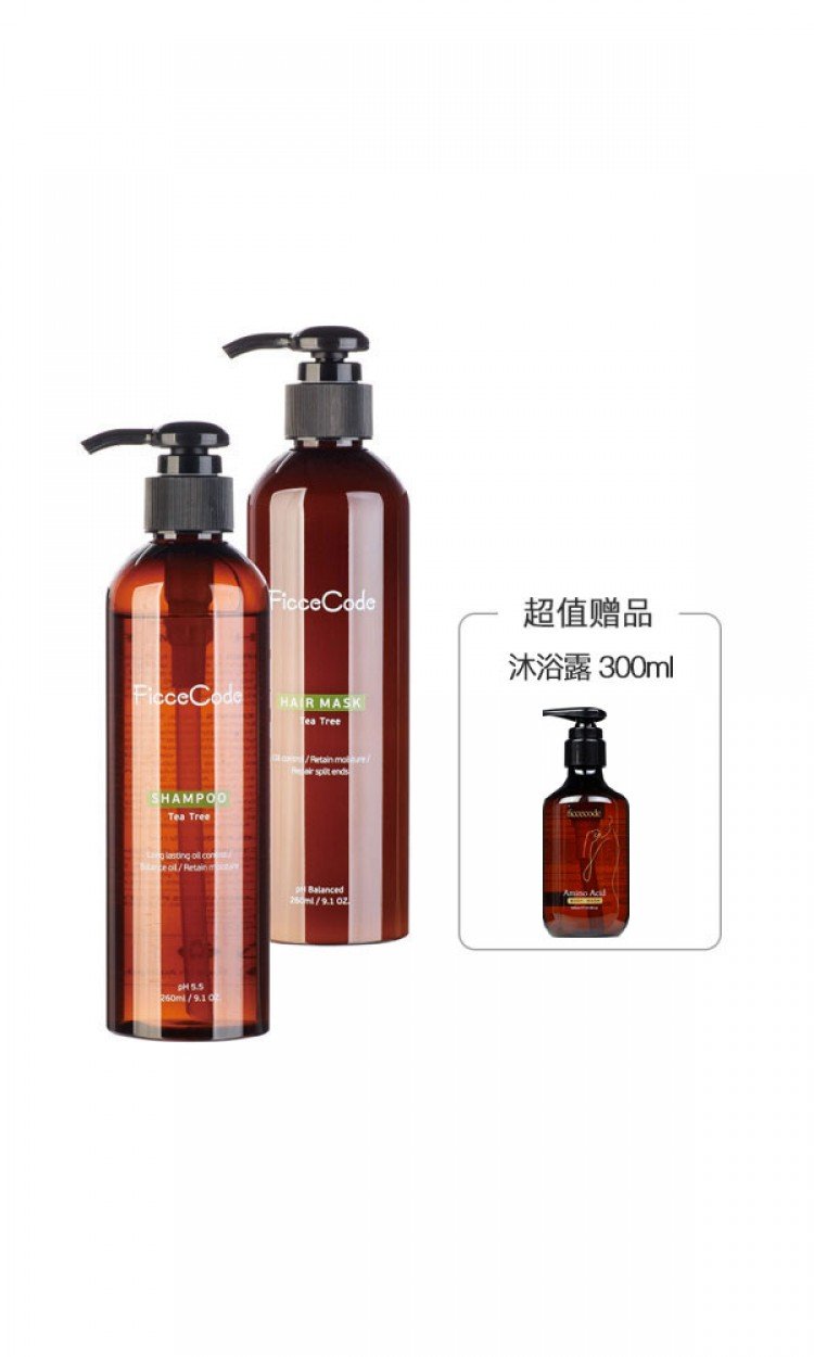 【FicceCode】FicceCode 茶树洗发水 260ml+茶树发膜 260ml（中国仓）