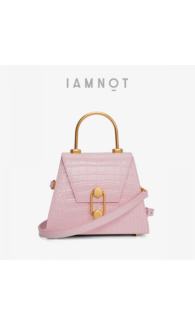 【HXXXXS】IAMNOT原创设计THEBLOCK-梯形包181S104-2-11粉色鳄鱼纹（中国仓）
