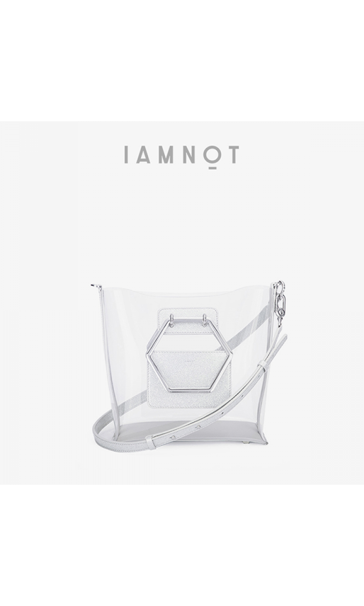 【HXXXXS】IAMNOT原创设计透明购物袋-181S250S-90A银白色（小号）（中国仓）