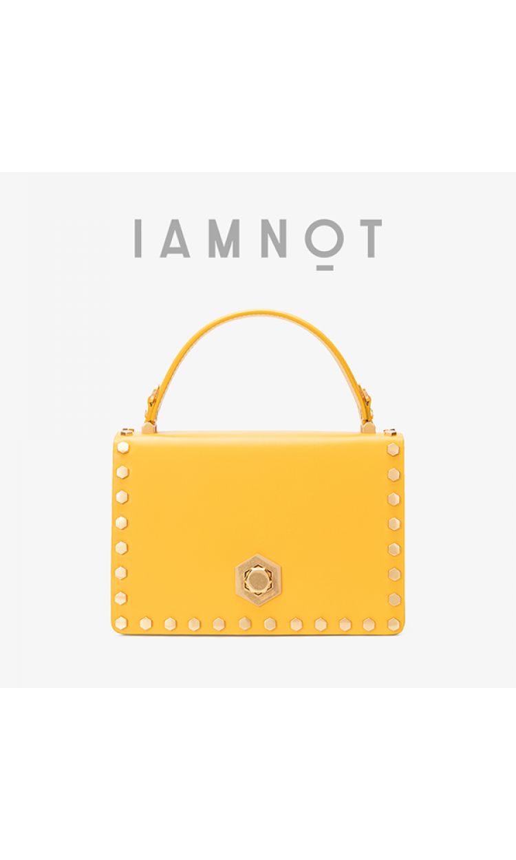 【HXXXXS】IAMNOT原创设计铆钉小方包181S262-44黄色（中国仓）