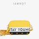 【HXXXXS】IAMNOT原创设计STAY YOUNG方形包字母包181S278-44A黄色（中国仓）