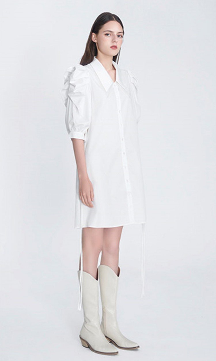 【HXXXXS】SundayMeetings小衫连衣裙20007W-白色均码（中国仓）