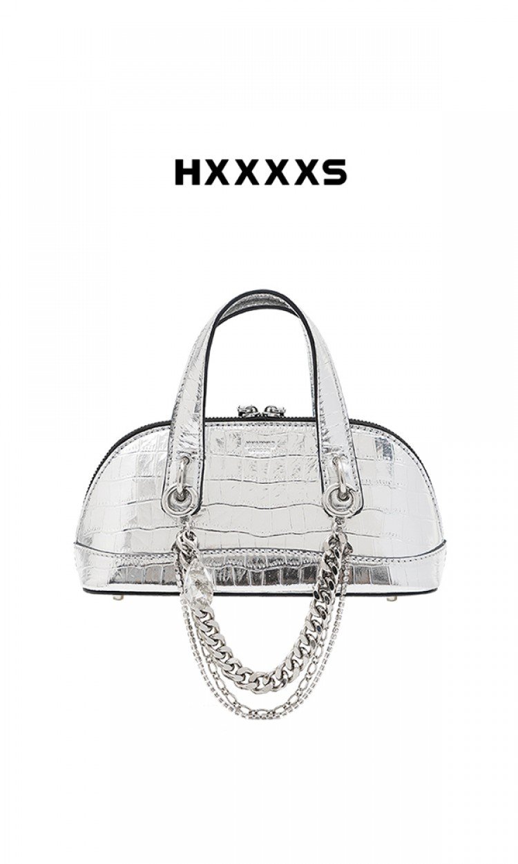 【HXXXXS】SHELLBAGS恶搞系列贝壳包201S58-1-90银白色夏季新款小众设计恶搞链条包单肩斜挎手提包女小包（中国仓）