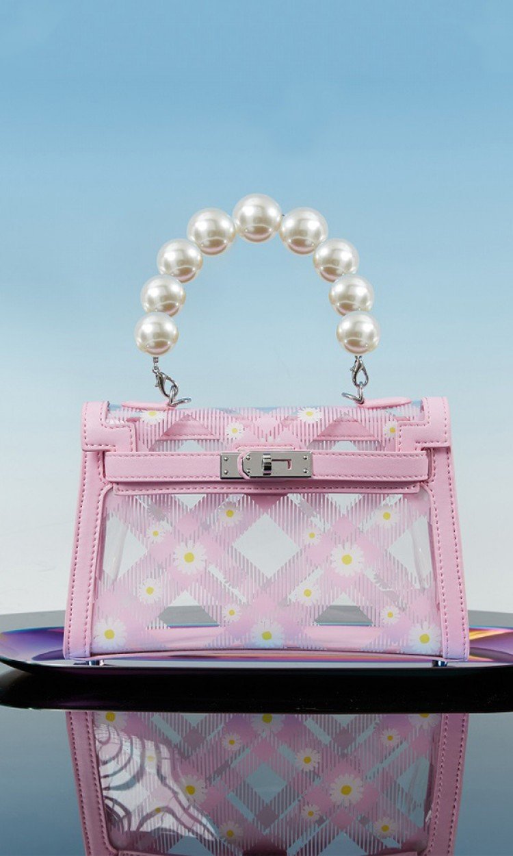 【HXXXXS】联名款凯莉二代珍珠雏菊透明包201S32-11A粉色（中国仓）