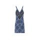 【LAURENCE&CHICO】20SSC5002夏季新款手工编织珍珠吊带显瘦连衣裙深蓝（中国仓）