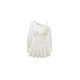 【LA FREEDOM】210517单边露肩设计感收腰衬衫连衣裙白色褶皱裙子（中国仓）