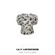 【LA FREEDOM】210539植绒黑色花朵马蹄袖上衣夏季透视泡泡袖T恤（中国仓）