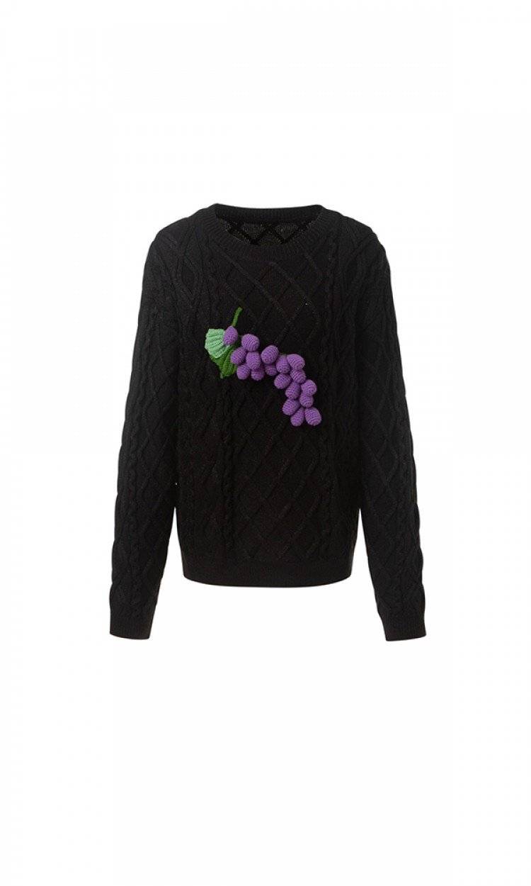 【LA FREEDOM】210924紫色立体葡萄手工毛衣（中国仓）