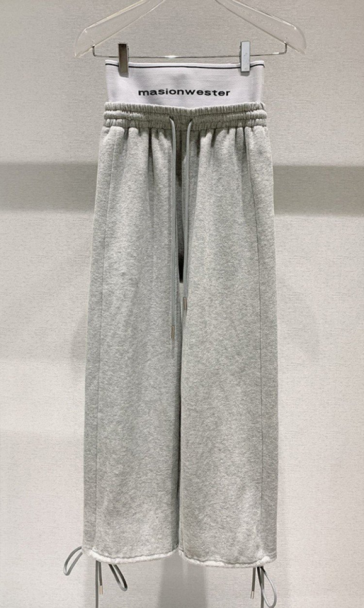 【MASION WESTER】MW207S41新款运动裤高腰休闲宽松长裤灰色（中国仓）
