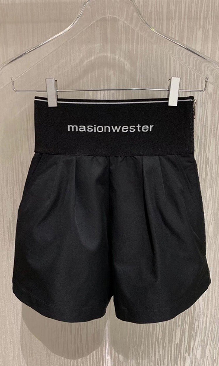 【MASION WESTER】MW207S42束腰迷你字母拳击运动裤黑色（中国仓）