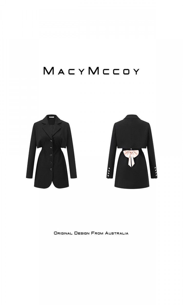 【MACY MCCOY】MMC2022024蝴蝶结露腰西装裙（中国仓）