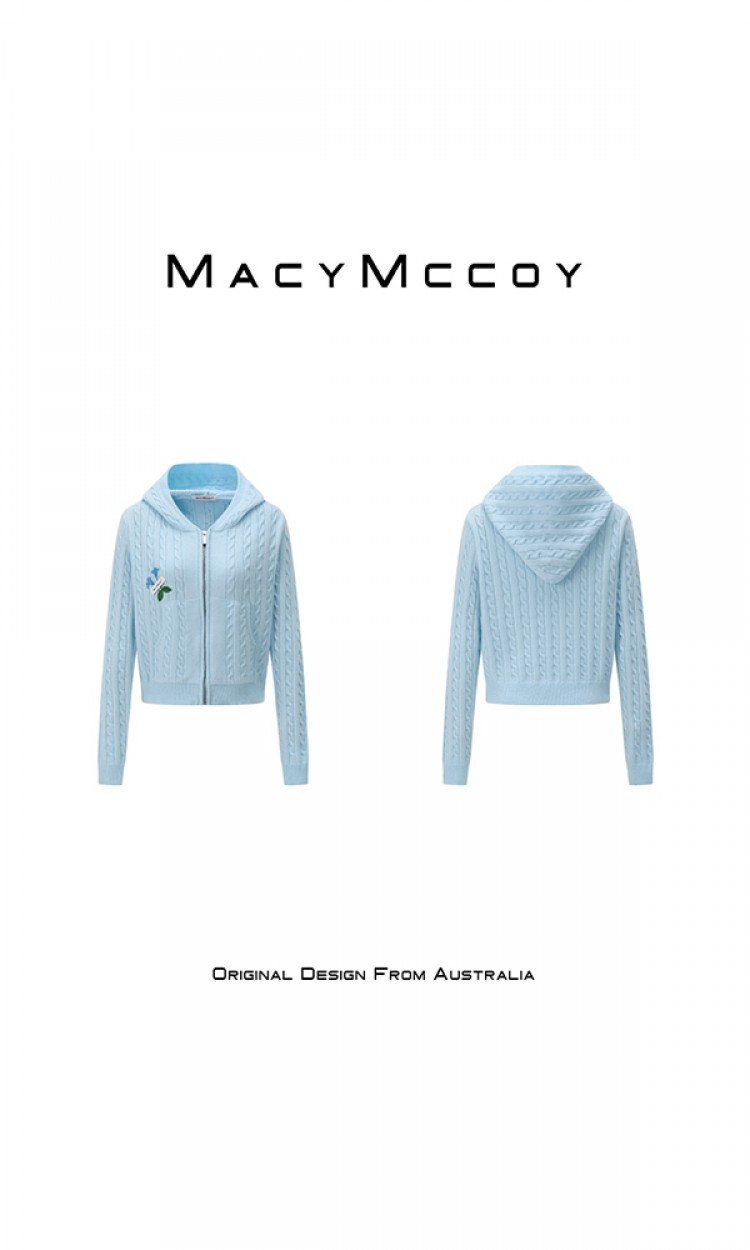 【MACY MCCOY】MMC2022030小花刺绣带帽毛衣（中国仓）