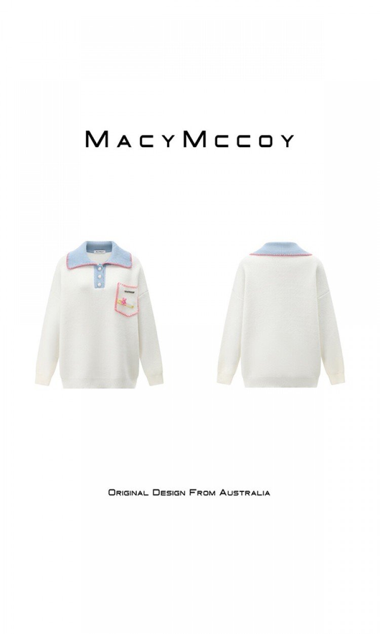 【MACY MCCOY】MMC2022031撞色小熊Polo毛衣（中国仓）