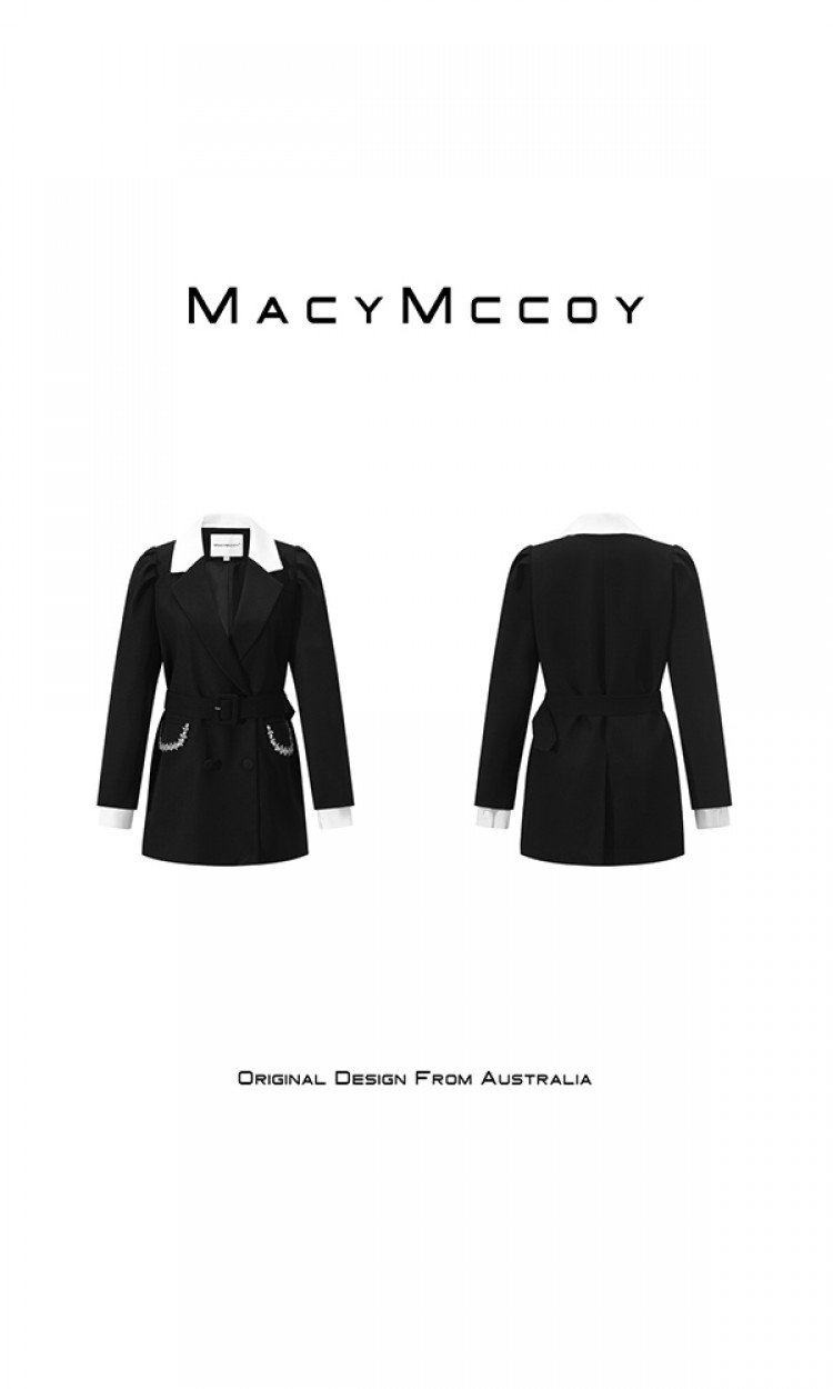 【MACY MCCOY】MMC2022043撞色系带西装裙（中国仓）