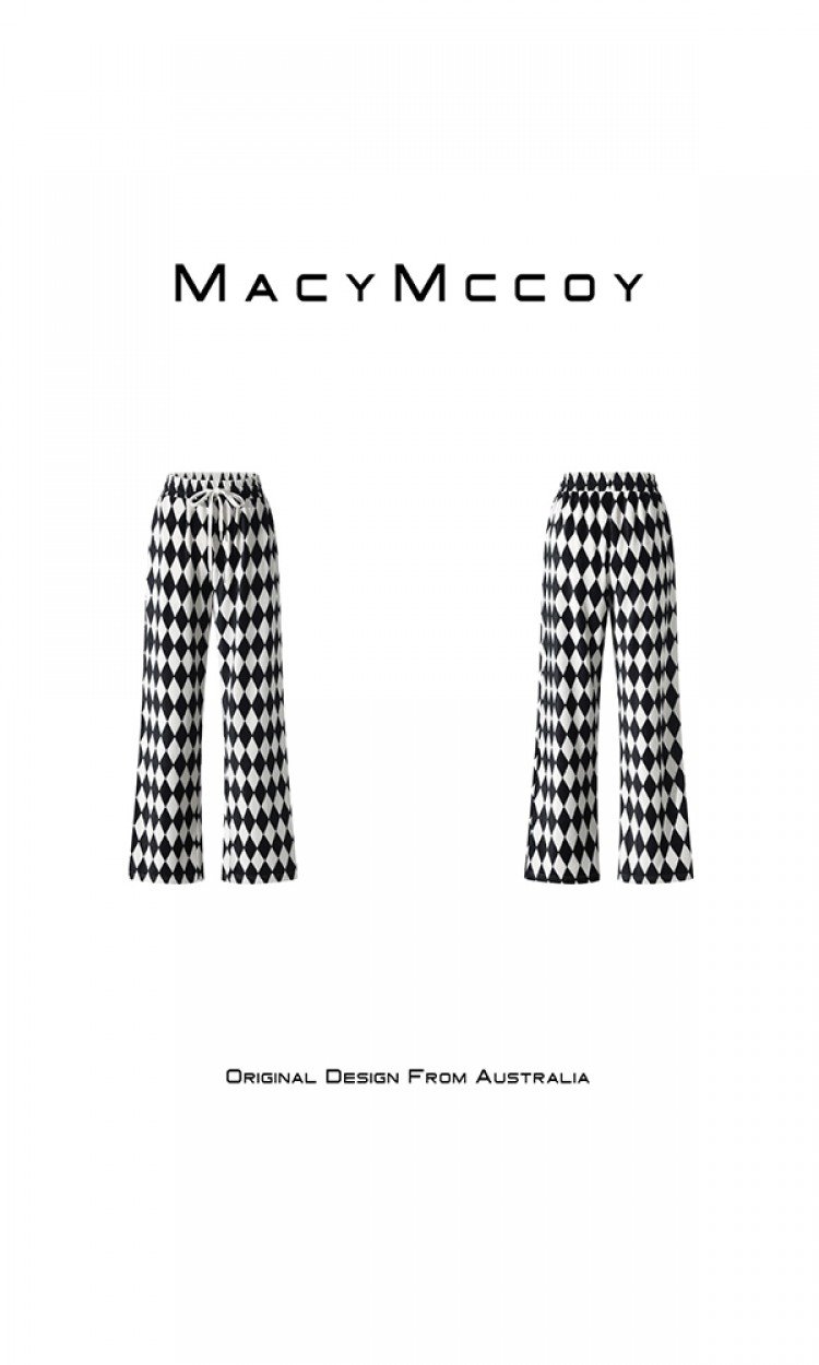 【MACY MCCOY】MMC2022045菱格系带阔腿裤（中国仓）