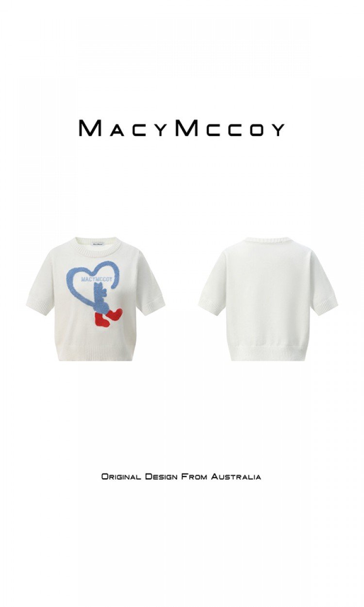 【MACY MCCOY】MMC2022047爱心小猫针织短袖（中国仓）