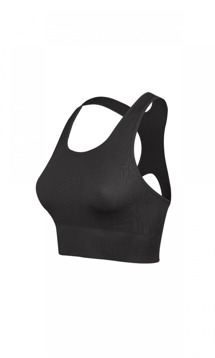 【YPL】YPL074.3D线雕运动背心女聚拢防震健身运动文胸塑型美背外穿瑜伽内衣黑色均码（中国仓）