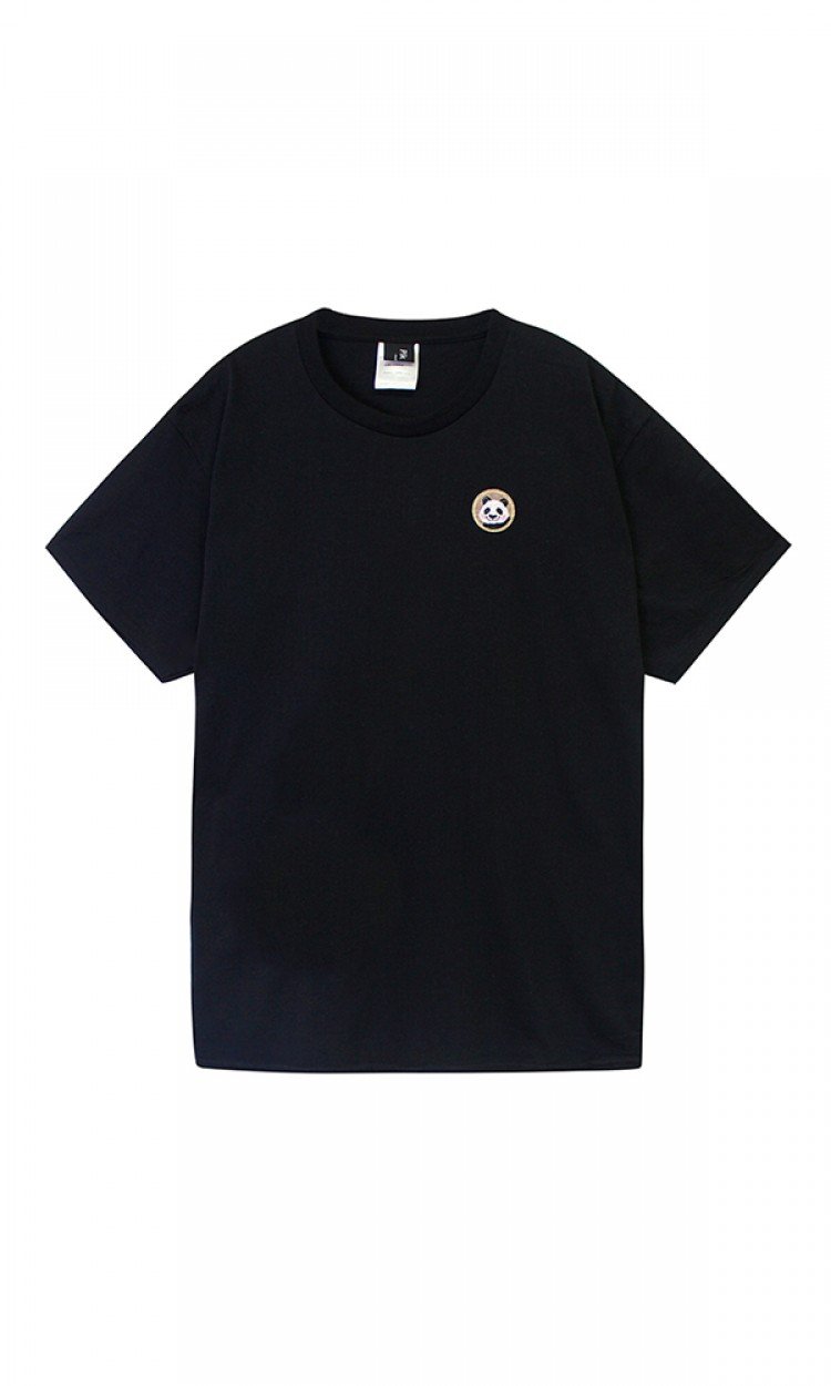 【PIKPAK】PP20SS-T004BL黑色熊猫T恤新款刺绣宽松简约休闲百搭上衣均码（中国仓）