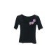 【PIKPAK】PP20SS-T020BL黑色紫花朵方领上衣T恤修身短袖百搭（中国仓）