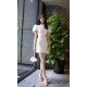 【RUMIA】RM200407方领时尚泡泡袖套装女气质洋气轻熟风短裙两件套白色（中国仓）