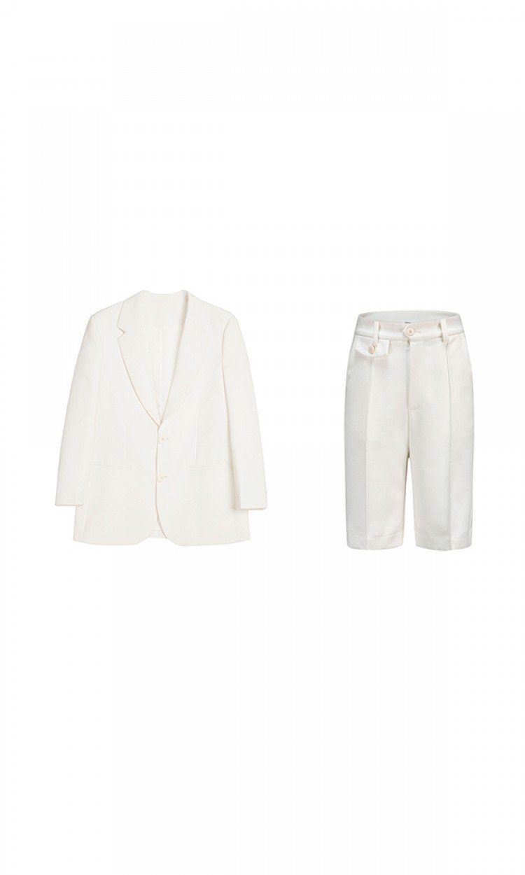 【RUMIA】RM200432洋气时尚显瘦西装外套高腰裤子职业套白色（中国仓）