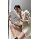 【RUMIA】RM200466秋季新款复古时髦宽松白色泡泡袖双面羊毛大衣外套女（中国仓）
