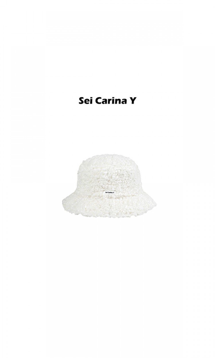 【SEI CARINA Y】19AW-129白色羊羔毛渔夫帽baby热巴同款秋冬款明星帽子女（中国仓）