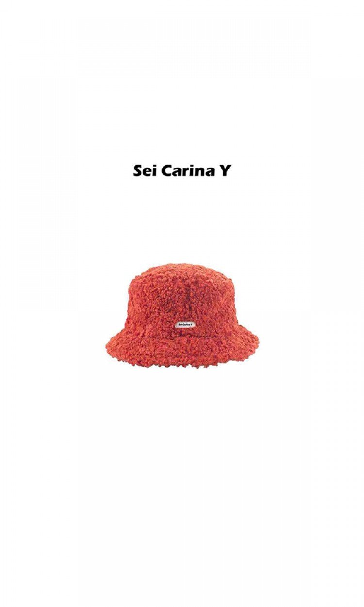 【SEI CARINA Y】19AW-131红色羊羔毛渔夫帽baby热巴同款秋冬款明星帽子女（中国仓）