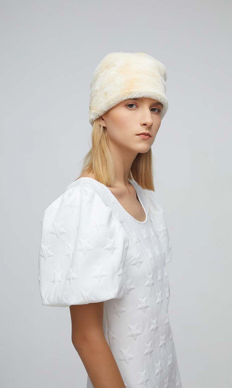 【SEI CARINA Y】19AW-158毛绒堆堆帽时尚个性百搭包头帽白色（中国仓）