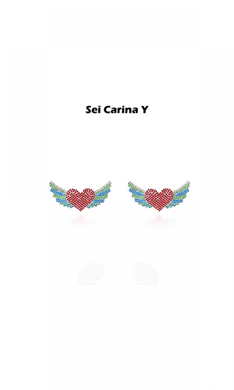 【SEI CARINA Y】19SS-125爱心翅膀耳环个性年轻潮明星同款（中国仓）