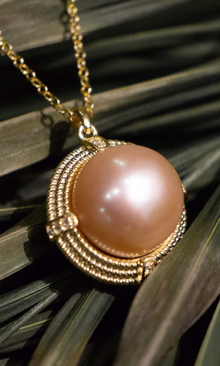 【STUDIO GLAMOR】SG9013008复古项链粉色珍珠Clelia necklace-Pink Pearl（中国仓）