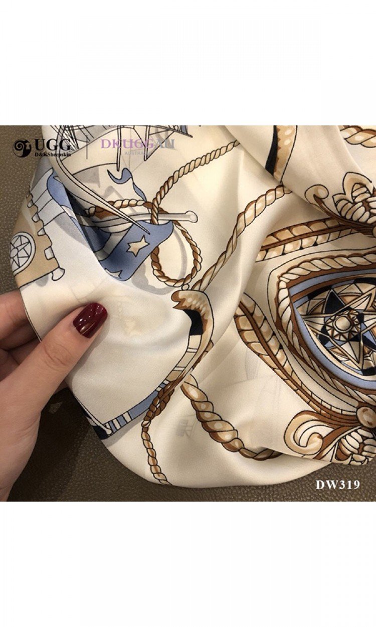 【买一送一】【DK】DW319白色帆船丝巾可爱百搭轻薄柔软（中国仓）