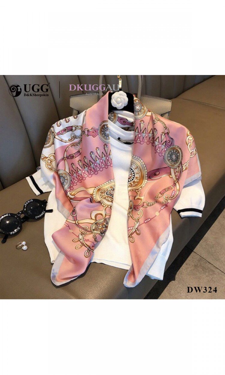 【买一送一】【DK】DW324粉白链条丝巾可爱百搭轻薄柔软（中国仓）