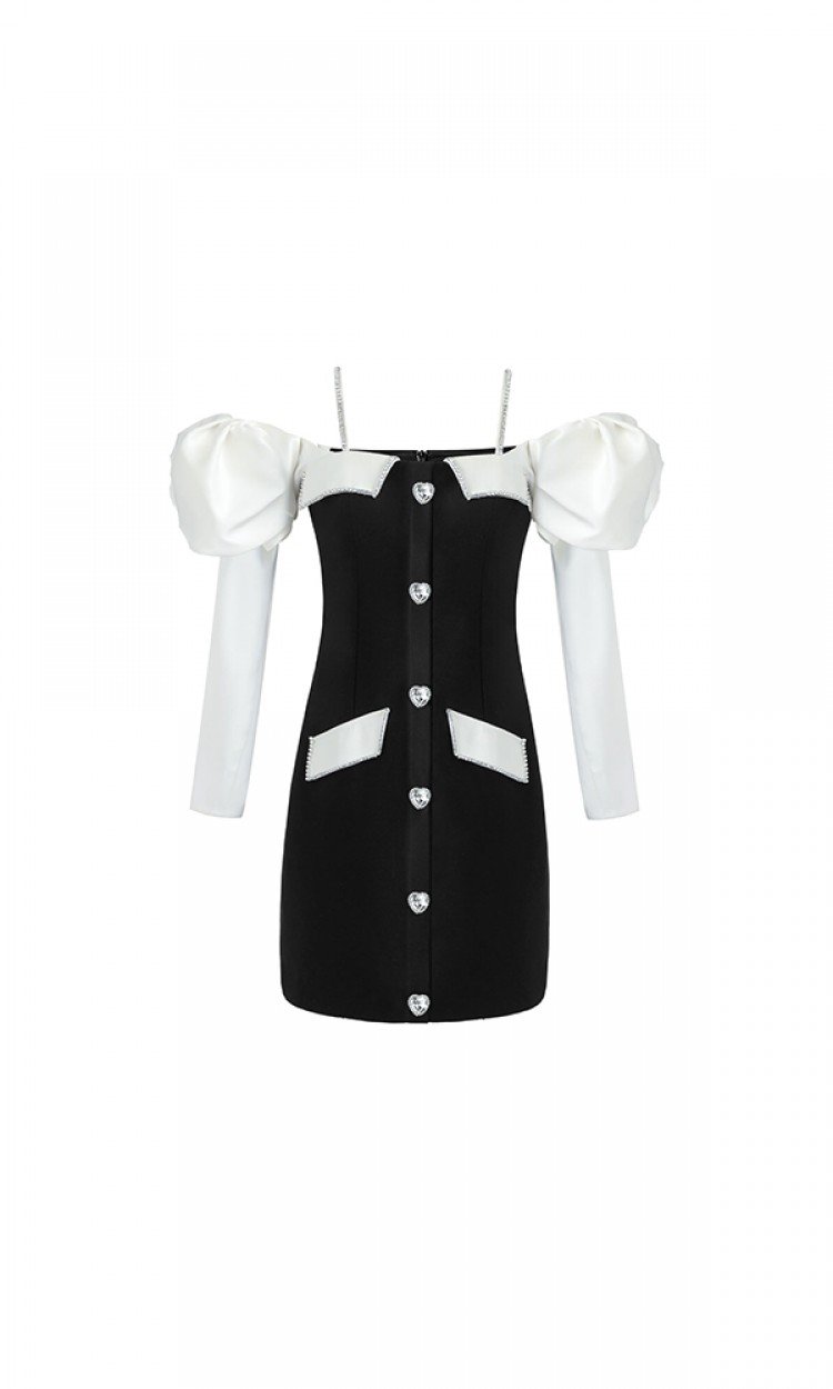 【OZLANA】AU221025泡芙袖水晶吊带连衣裙预售（中国仓）