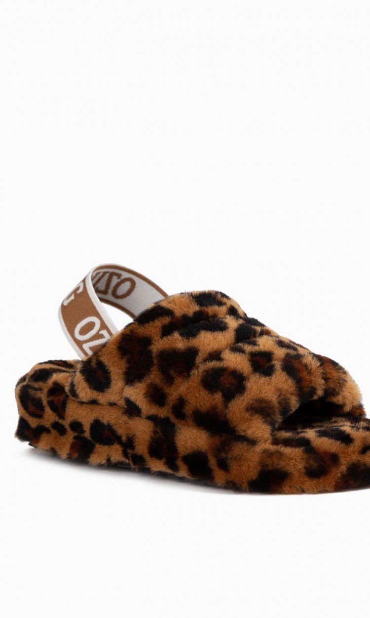 【OZWEAR】OB748L女士豹纹毛绒拖鞋22年新款（澳洲直邮）