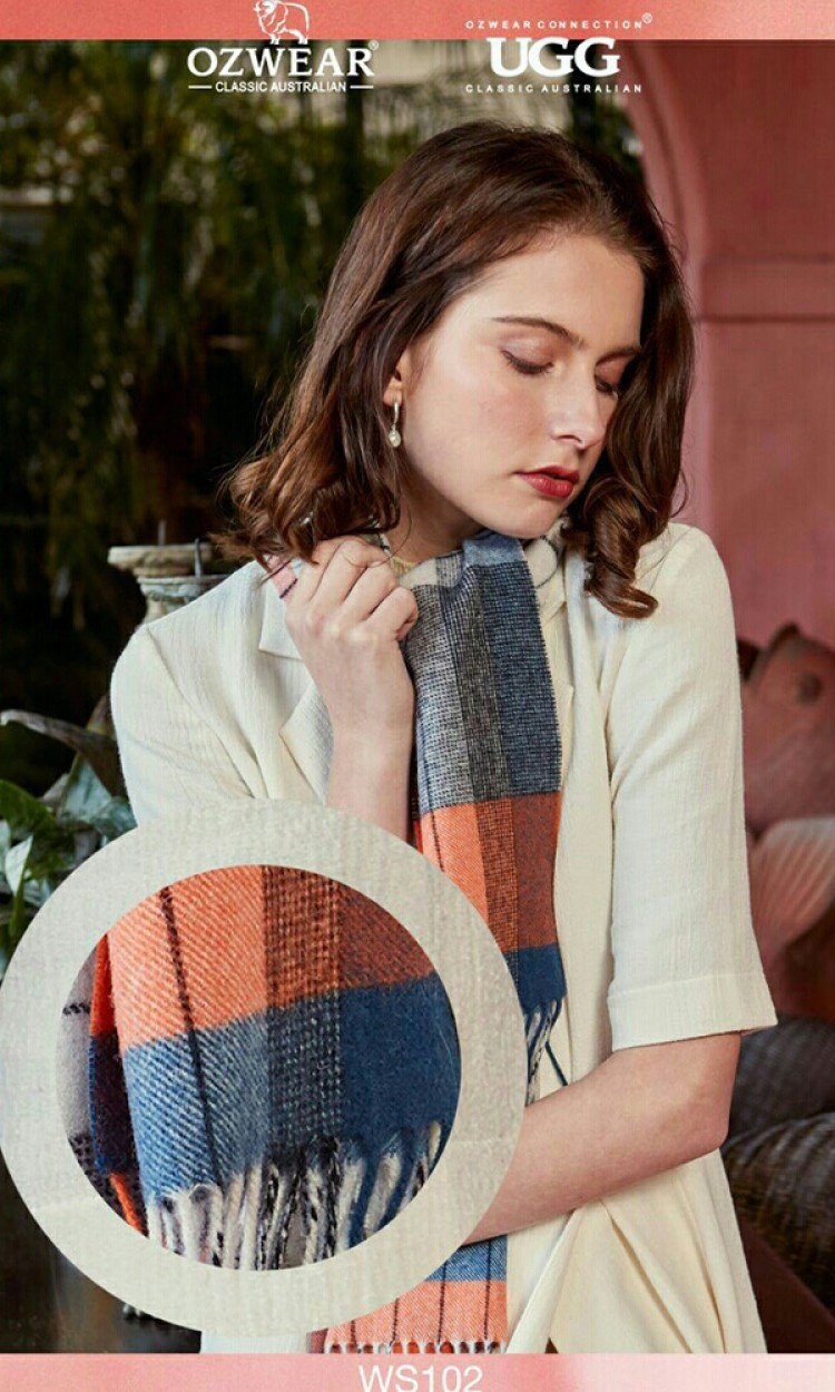 【OZWEAR】WS102澳大利亚羊毛格纹羊毛围巾（澳洲直邮）