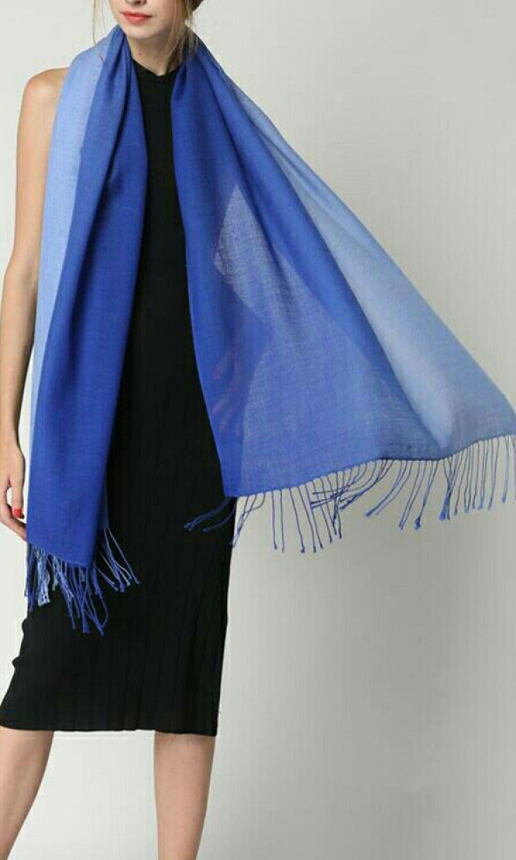 【OZWEAR】ws027纯羊毛扎染围巾蓝色(薄款）（澳洲直邮）