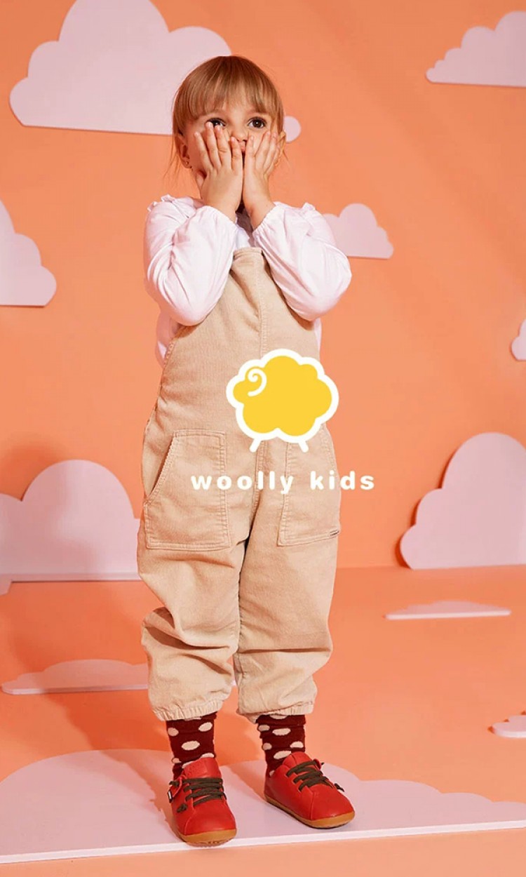 【WOOLLY KIDS】WK124魔术带款进口真皮男童女童真皮儿童板鞋珊瑚红（中国仓）