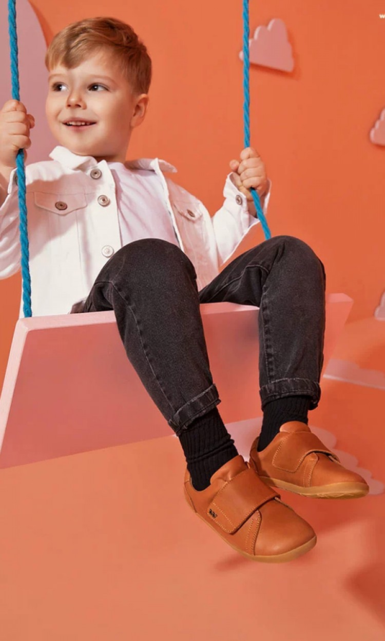 【WOOLLY KIDS】WK127魔术贴款进口新款儿童板鞋休闲鞋魔术贴学步真皮小皮鞋栗子棕（中国仓）